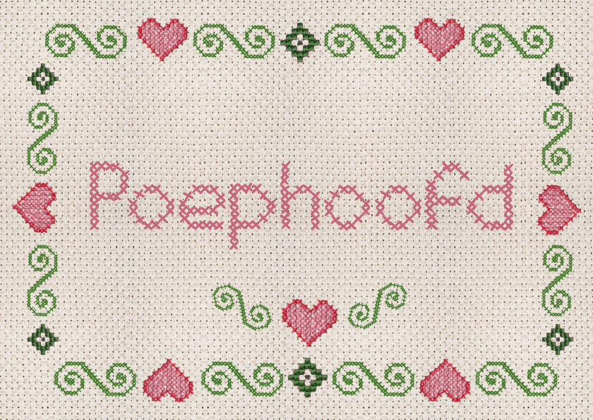 Poephoofd, geborduurde print - Zomaar kaarten Zomaar kaarten - Poephoofd, geborduurde print
