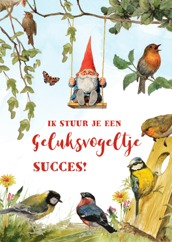 Succes kaart geluksvogeltje - Zomaar kaarten Zomaar kaarten - Succes kaart geluksvogeltje