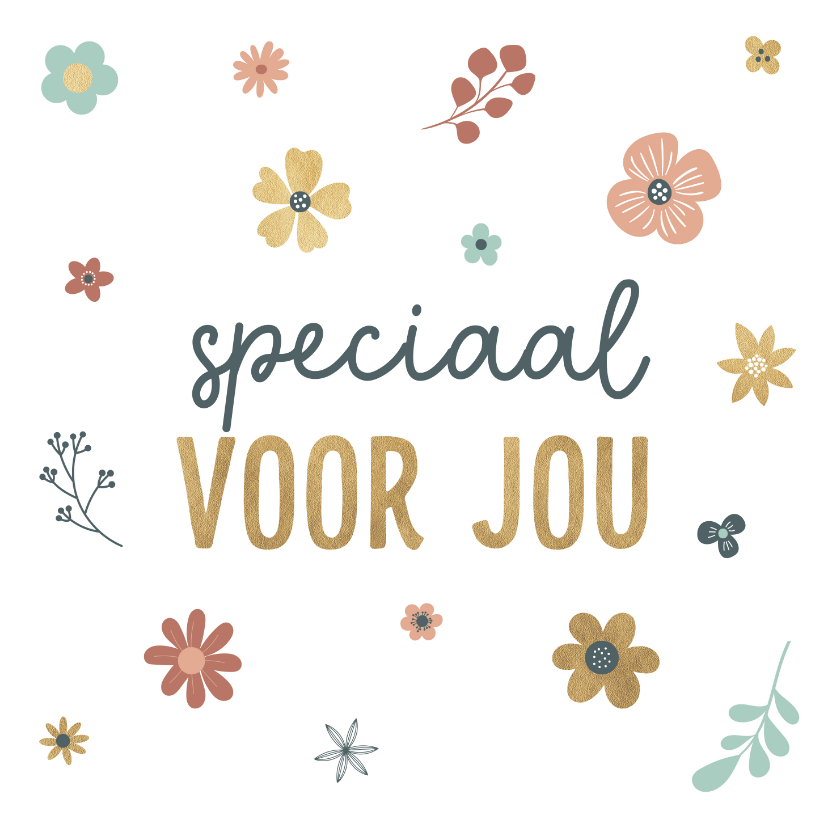 Trendy kaart met gouden bloemen - Zomaar kaarten Zomaar kaarten - Trendy kaart met gouden bloemen