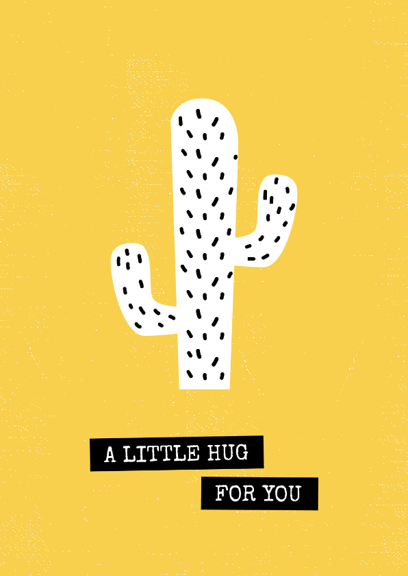 Wenskaart 'a little hug for you' okergeel cactus - Zomaar kaarten Zomaar kaarten - Wenskaart 'a little hug for you' okergeel cactus