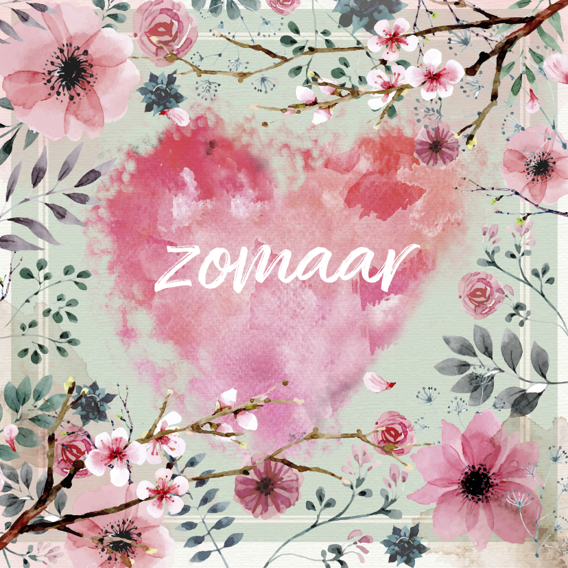 Zomaar ansichtkaart met watercolor bloemen - Zomaar kaarten Zomaar kaarten - Zomaar ansichtkaart met watercolor bloemen