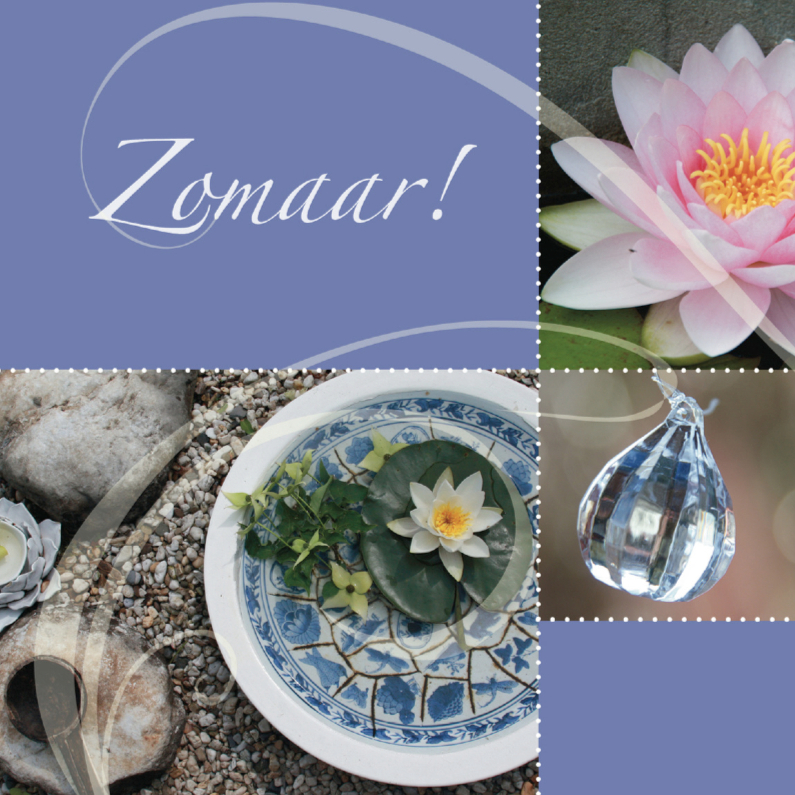 Zomaar balanskaart met waterlelie en kristal - Zomaar kaarten Zomaar kaarten - Zomaar balanskaart met waterlelie en kristal