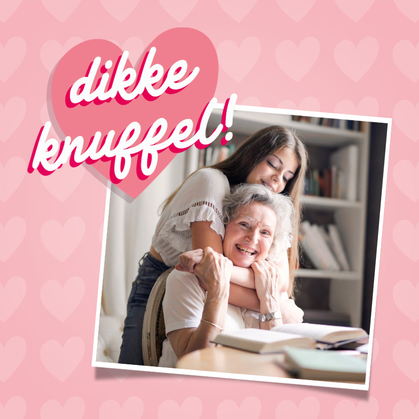 Zomaar kaart foto dikke knuffel met hartjes - Zomaar kaarten Zomaar kaarten - Zomaar kaart foto dikke knuffel met hartjes