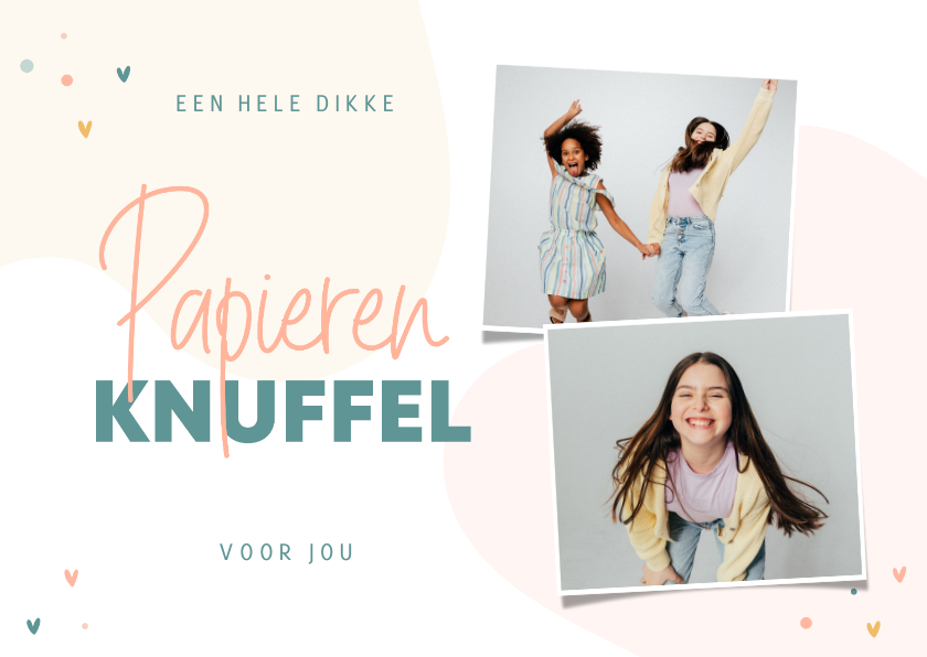 Zomaar kaart fotocollage vrolijk papieren knuffel - Zomaar kaarten Zomaar kaarten - Zomaar kaart fotocollage vrolijk papieren knuffel