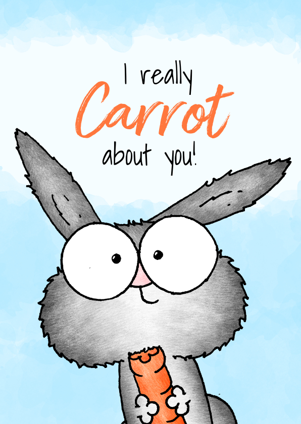 Zomaar kaart konijntje - I carrot about you! - Zomaar kaarten Zomaar kaarten - Zomaar kaart konijntje - I carrot about you!