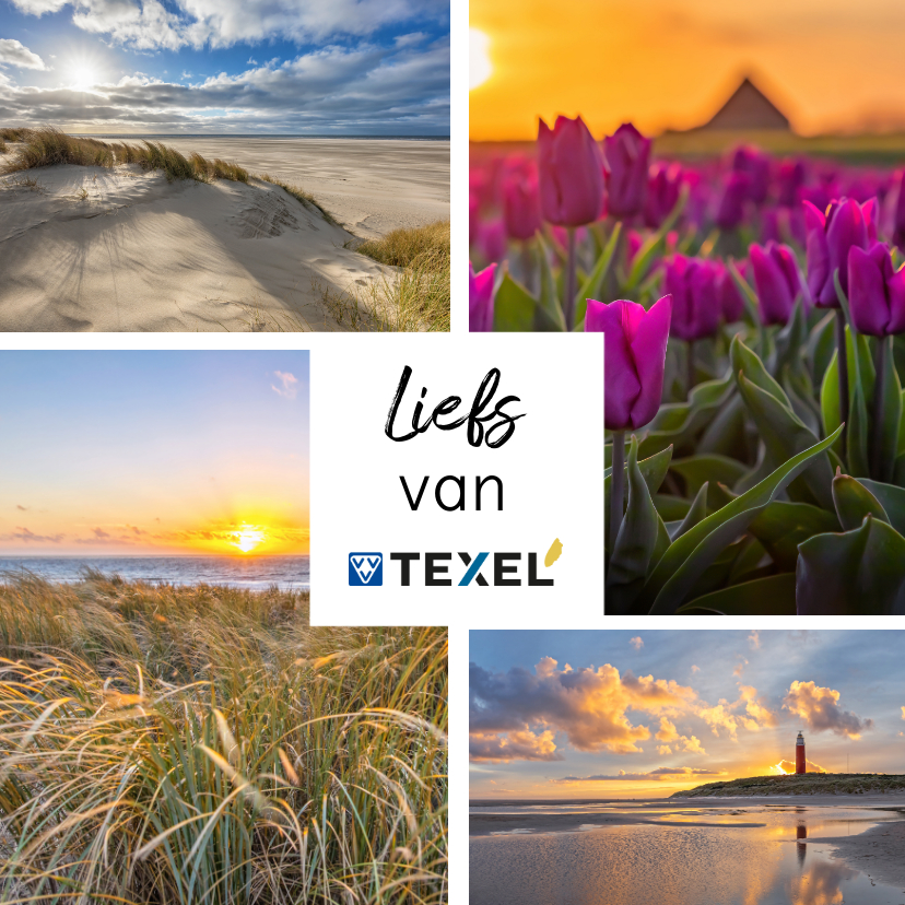 Zomaar kaart met collage van 4 foto's van Texel - Zomaar kaarten Zomaar kaarten - Zomaar kaart met collage van 4 foto's van Texel