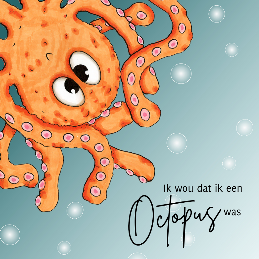 Zomaar kaart octopus - Wenskaarten Wenskaarten - Zomaar kaart octopus