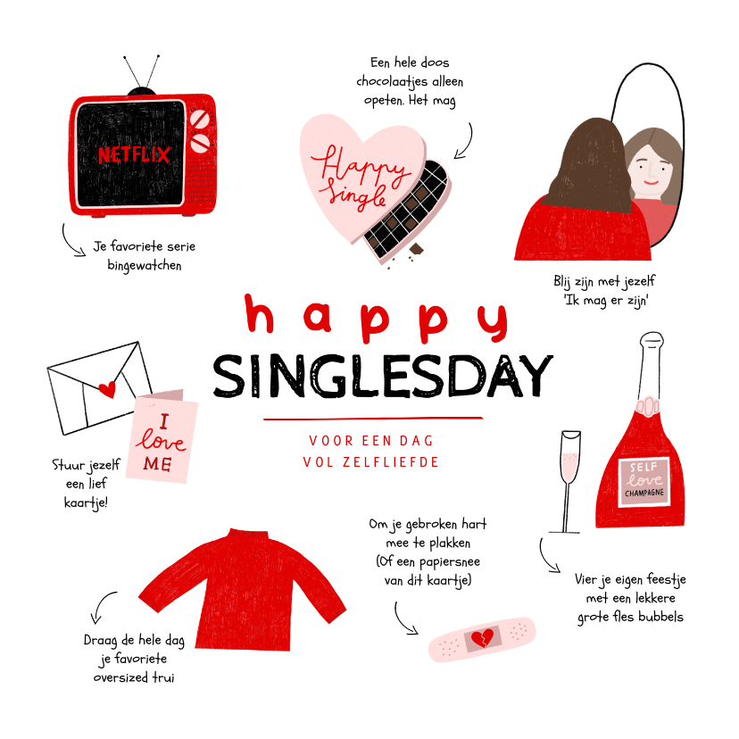 Zomaarkaart happy singlesday - Zomaar kaarten Zomaar kaarten - Zomaarkaart happy singlesday