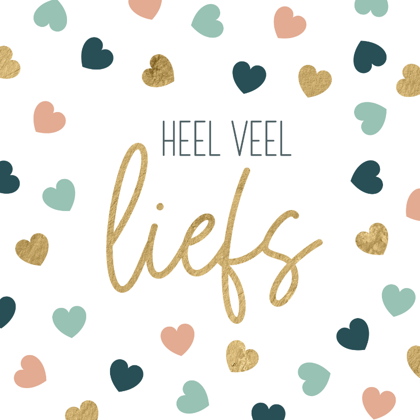 Zomaarkaart veel liefs met hartjes - Zomaar kaarten Zomaar kaarten - Zomaarkaart veel liefs met hartjes